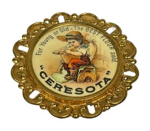 Late Victorian Advertising Brooch Pin Ceresota Flour Ad