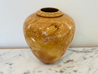 D Goines Hand- Turned Sugar Maple Burl Wood Vase