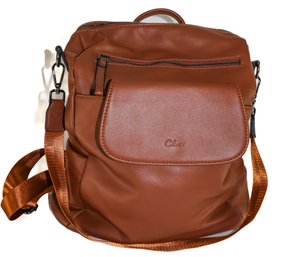 Cluci Tan Brown Backpack Purse Leather