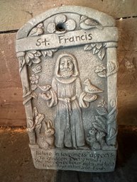 Cement St Francis Garden Wall Plaque