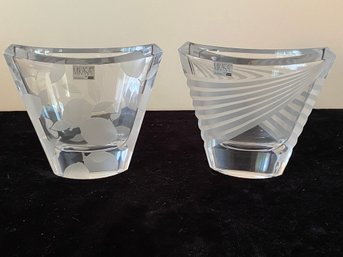 2 Piece Mikasa Crystal Glass Pocket Vases