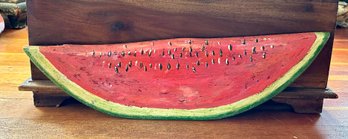 Antique Wooden Primitive Decor Painted Watermelon.