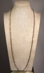 Sterling Silver Vintage Paperclip Shaped Link Necklace 26' Long