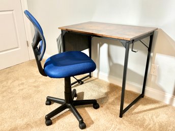 Wood And Metal Desk With Chair - 1 Of 2