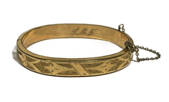 Victorian Gold Filled Hinged Cuff Bracelet`