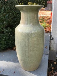 Huge Asian Style Vase - Lovely Celadon Color With Natural Craquelure On Surface - Very Nice TWO FEET TALL !