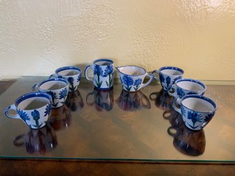Louisville Stoneware Bachelor Button Cups And More, 8 Pieces