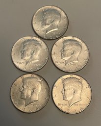 (5) 1964 Kennedy Silver Half Dollars