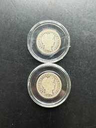 2 Barber Silver Dimes 1914, 1914-D