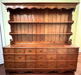 Vintage Solid Pine Cupboard With Hutch