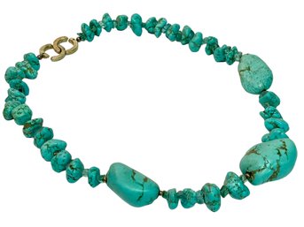 Chunky Turquoise Necklace With 925 Silver Closure