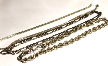 Lot Of Three Vintage Silver Tone Link Necklaces Chains