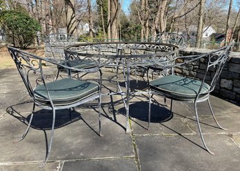 A Vintage Salterini Wrought Iron Dining Table And Set Of 4 Chairs