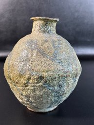 A Handcrafted Vintage Pottery Vase With Great Texture & Muted Tones