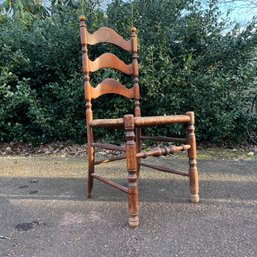 An Antique Ladder Back Rush Seat Country Chair With Original Finish