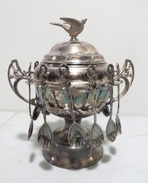 Victorian Sheffield Plate Silverplated Sugar Bowl Spooner W/12 Spoons