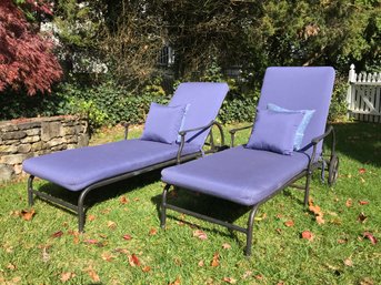 (1 OF 2) Bid Of For ONE Cast Aluminium Lounge Chair - Paid $1,850 Each - With Cushion & Two Accent Pillows