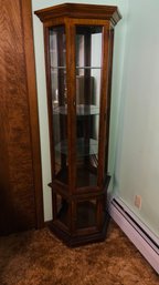 Late 20th Century Walnut Traditional Curio Cabinet