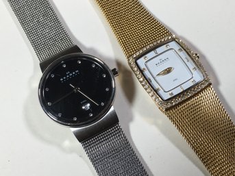 Two Like New Ladies SKAGEN Watches - Both Look New - Might BE Brand New - Both Need Batteries - Very Nice !