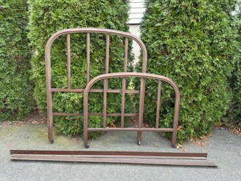 Vintage Metal Twin Bed On Casters