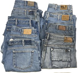 Nine Pair Of Vintage Denim Jeans- Buffalo, Calvin Klein, Polo Ralph Lauren, Gap & Wrangler- 8 Size 40 & One 42