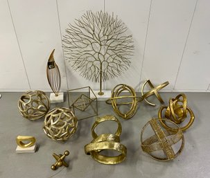 Collection Of Gold Toned Decor Items