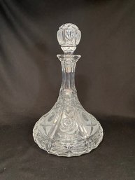 Vintage Pressed Glass Ships Decanter Rose Motif