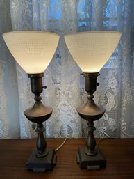 Pair Of Vintage Brass Table Lamps. 22' Tall