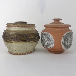 Pair Of Lidded Studio Pottery