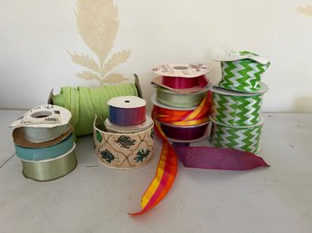 Assorted Joyous Bolts Of Ribbons In Spring Colors