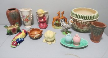 Mixed Lot Of Early 20th To Mid-century Art Pottery - Roseville, McCoy & More