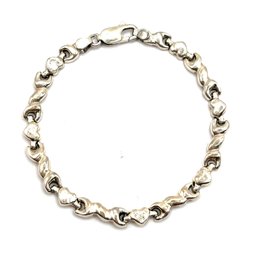 Vintage Sterling Silver Heart Chain Bracelet