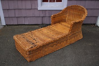 Mid Century Rattan  Chaise Lounge