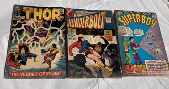 3 Silver Age Comic Books- Includes THOR #129, SUPERBOY #128 AND THUNDERBOLT