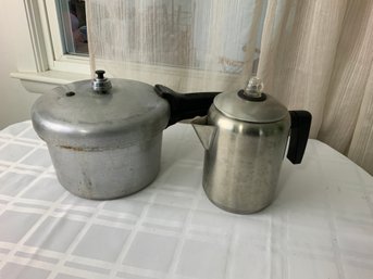 Vintage Pressure Cooker And Percolator