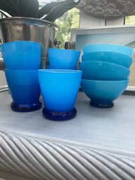 Aqua Cased Glass Set Of Bowls/glasses