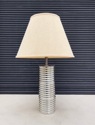 Vintage Mirrored Ribbed Table Lamp