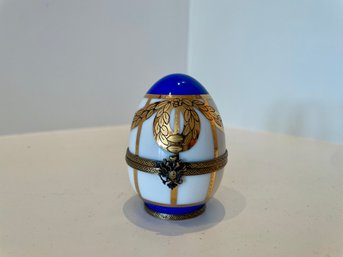 Limoges Faberge Petite Porcelain Egg #719 Louis XIV Imperial Crown Trinket Box