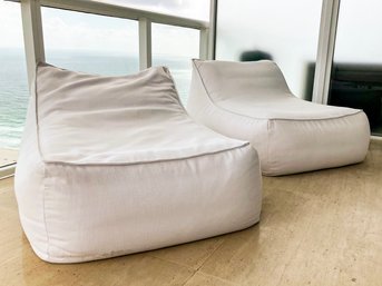 A Pair Of Beanbag Loungers In White Linen By Frontgate