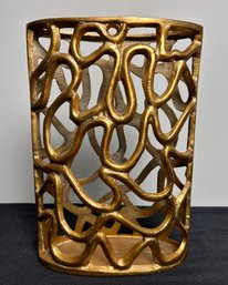 Golden Standing Vase With Entangled Display