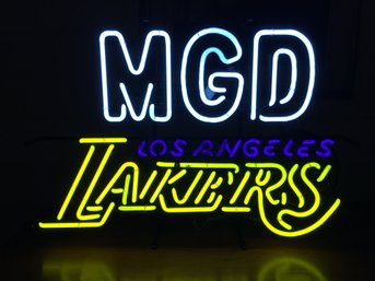 Miller Genuine Draft / LA Lakers Neon Sign - Works Perfectly - Never Used - Bought - Put Away For Many Years