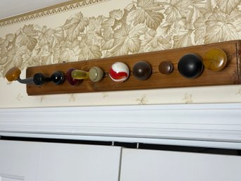 Wall Mount Display Of Antique Car Shift Knobs