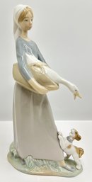 Vintage Lladro Girl With Goose & Dog  Porcelain Figurine, Spain