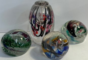 4 Glass Paperweights