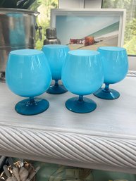 Aqua Cased Glass Large Brandy Snifters