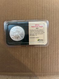Beautiful Littleton Coin Company Uncirculated 2001 American Eagle Silver Dollar !!!!!!!