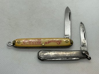 Pair Of Vintage Pocket Knives Including COCA COCA ADVERTISING Novelty