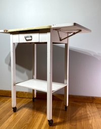 Drop Leaf Enamel Top Table With Single Drawer