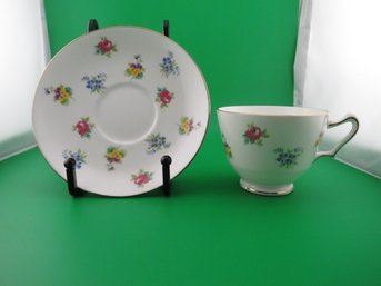 Crown Staffordshire Fine Bone China Tea Cup And Saucer England Floral Flowers