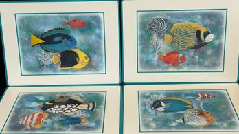 A Set Of FOUR PIMPERNEL HARDS Placemats Tropical Fish Maria Ryan Design - Made In England
